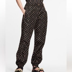 Women’s Louis Vuitton Black Jogger Sweatpants with Tan Monogram